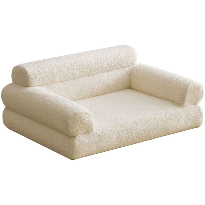 Canapé pour chien et chat Titou 50x80 Tissu Bouclette Crème