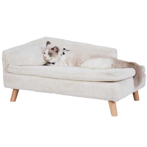 PawHut Canapé chien lit pour chien design scandinave coussin moelleux pieds  bois massif dim. 64 x 45 x 36 cm velours bleu canard - Cdiscount