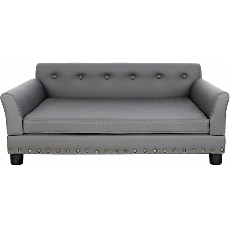 Canapé pour Chien Grande Taille Lit Haut pour Gros Chien Déhoussable Fauteuil en Cuir Chien sur Pied - 96x72x40cm