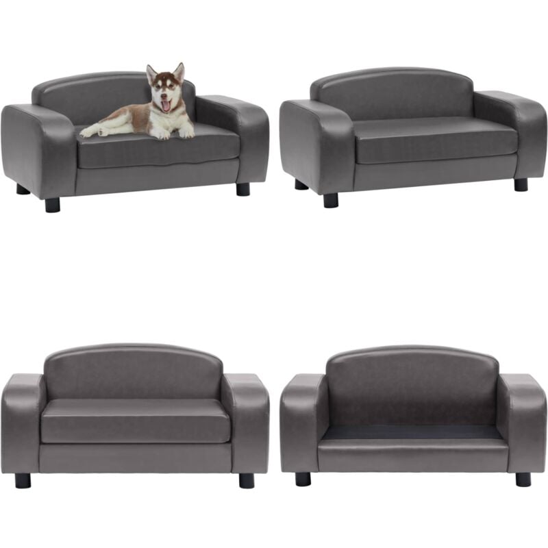 Vidaxl - Canapé pour chien Gris 80x50x40 cm Similicuir - Canapé Pour Chien - Lit Pour Chien - Couchage Pour Chien - Panier Pour Chien - Accessoires