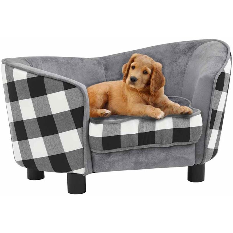 Canapé pour chien, Lit pour chien Gris 68x38x38 cm Peluche FR873457 design in