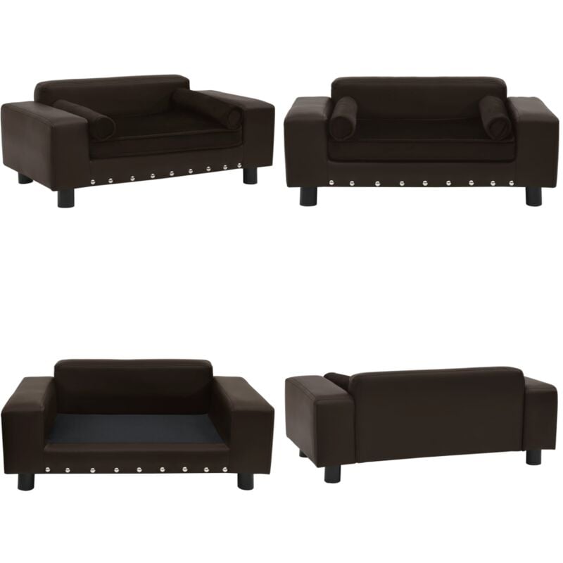 Vidaxl - Canapé pour chien Marron 81x43x31 cm Peluche et similicuir - Canapé Pour Chien - Lit Pour Chien - Couchage Pour Chien - Panier Pour Chien