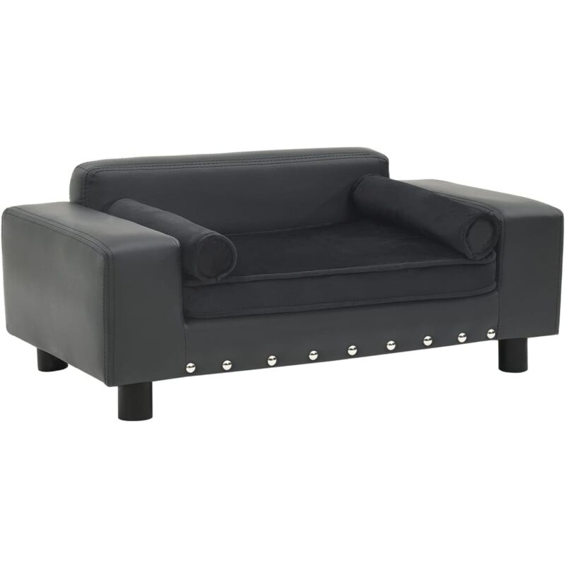 vidaXL Hundesofa Dunkelgrau 81x43x31 cm Plüsch und Kunstleder