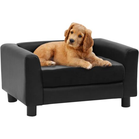 Canapé pour chien，Lit pour chien Noir 60x43x30 cm Peluche et similicuir CFW397802