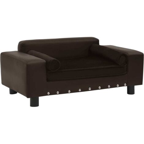 Canapé pour chien，Lit pour chien，Corbeille Chien Marron 81x43x31 cm Peluche et similicuir DGBDF629754