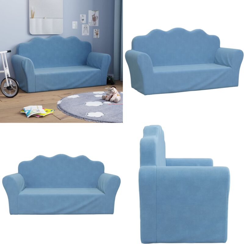 Canapé pour enfants 2 places bleu peluche douce - Canape Enfant - Canapé Bébé - Mobilier Enfant - Meubles Pour Chambre D'enfant - Canapé Douillet