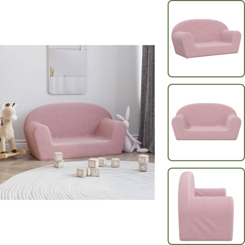 Canapé pour enfants 2 places rose peluche douce - Canapé Enfant - Canapé Bébé - Mobilier Enfant - Meubles Chambre Enfant - Fauteuil Enfant