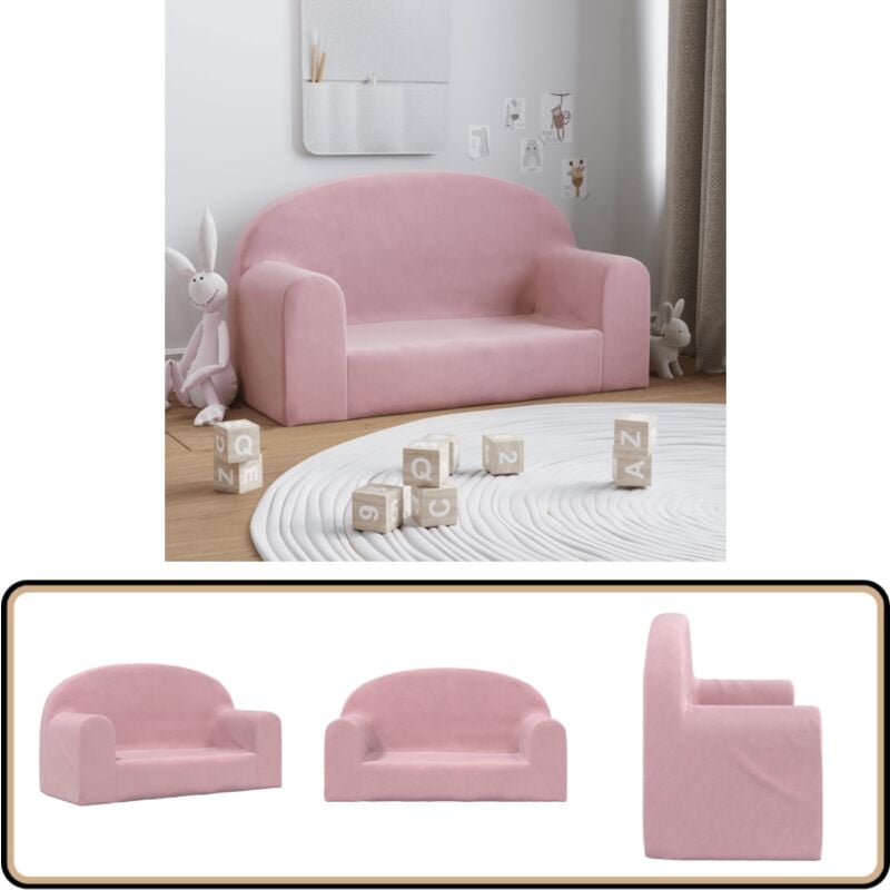 Canapé pour enfants 2 places rose peluche douce - Canapé Enfant - Canapé Bébé - Mobilier Enfant - Meubles Pour Chambre D'enfant - Canapé Douillet