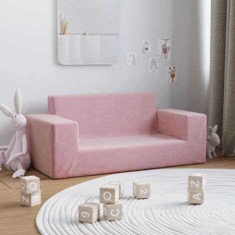 Canapé pour enfants à 2 places，Sofa pour Salon，Banquette Rose Peluche douce CFW190869