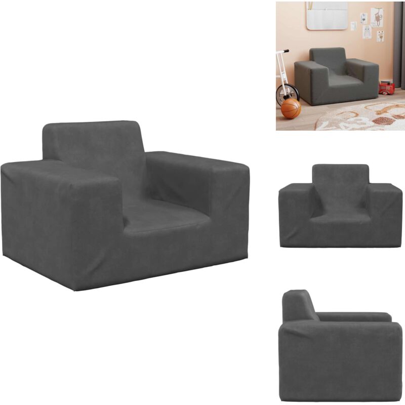 Vidaxl - Canapé pour enfants Anthracite Peluche douce - Canapé Pour Enfants - Canapés Pour Enfants - Mini Canapé - Fauteuil Pour Enfants