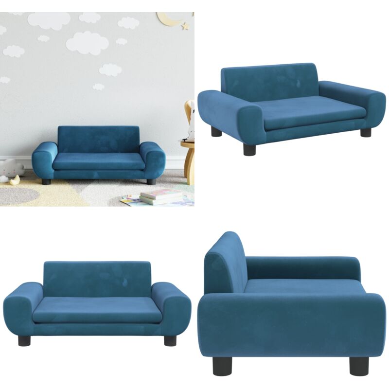 Vidaxl - Canapé pour enfants bleu 70x45x33 cm velours - canapé pour enfants - canapés pour enfants - Home & Living - Bleu