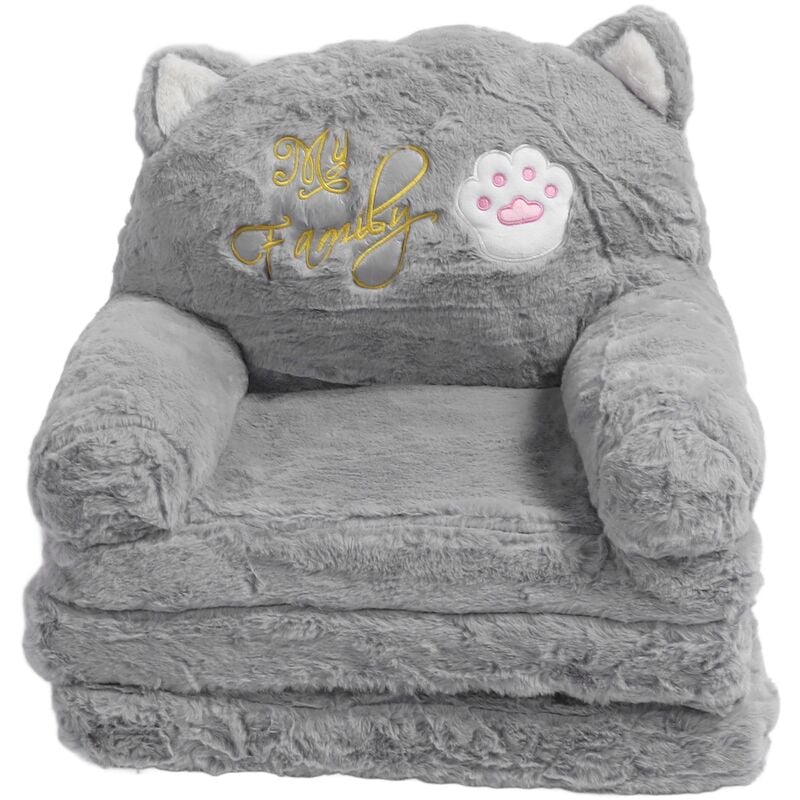 Canapé pour enfants, chaise à accoudoir convertible, canapé-lit pliable, pour bébé et enfant en bas âge, pour la sieste, le jeu et le sommeil,Gris, 3