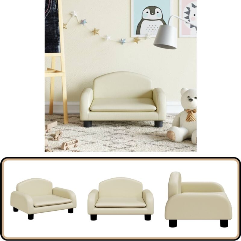 Vidaxl - Canapé pour enfants crème 50x40x30 cm similicuir - Canapé Enfant - Canapé Bébé - Mobilier Enfant - Décoration Chambre Enfant - Meubles Salle