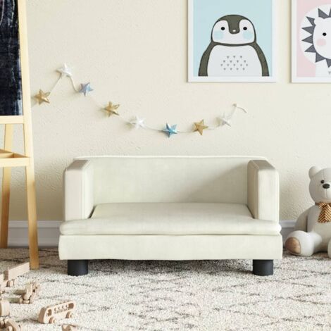 Canapé pour enfants, Fauteuil enfants, Canapé Relax Salon, Canapé droit fixe crème 60x40x30 cm velours MJU6573