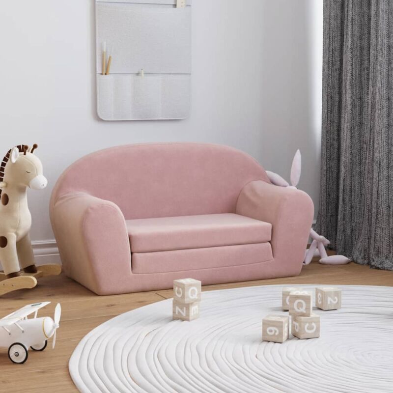 Vidaxl - Canapé-lit pour enfants 2 places rose peluche douce