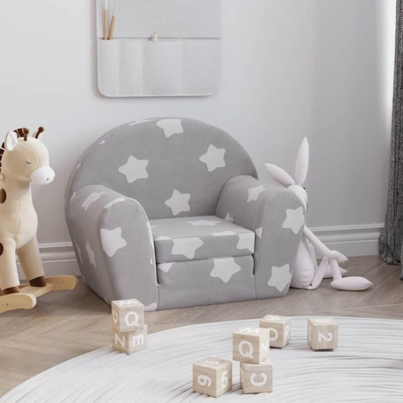 Vidaxl - Canapé-lit pour enfants gris clair avec étoiles peluche douce