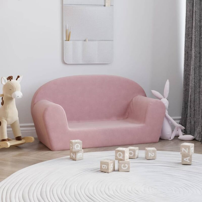 Canapé pour enfants 2 places rose peluche douce vidaXL
