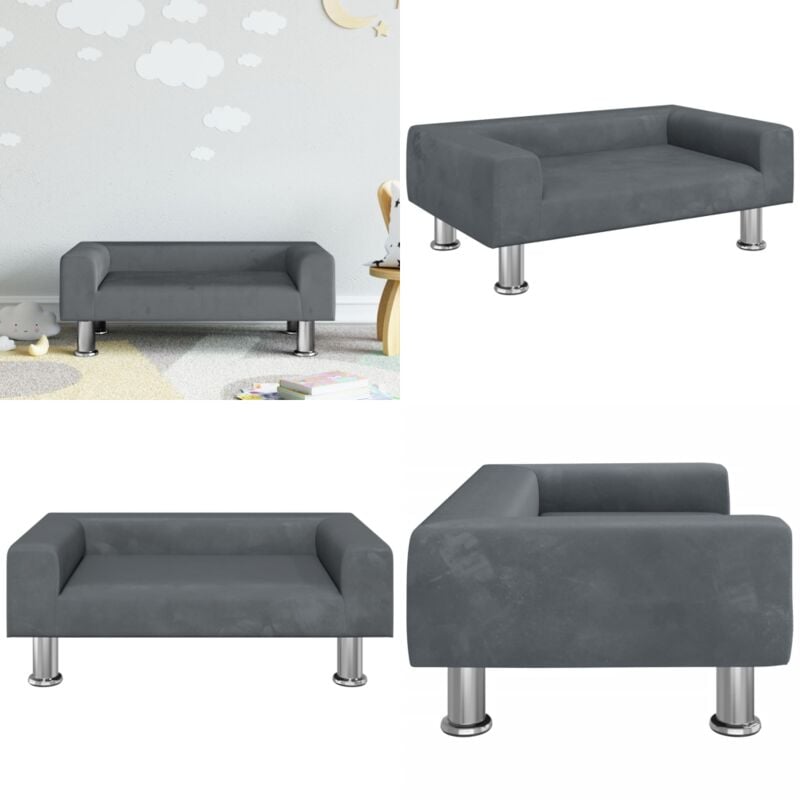 Vidaxl - Canapé pour enfants gris foncé 70x45x26,5 cm velours - Canapé Enfant - Canapé Bébé - Mobilier Enfant - Meubles Pour Enfants - Décoration