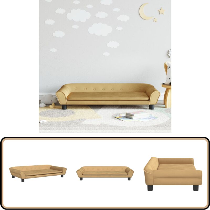 Canapé pour enfants marron 100x50x26 cm velours - Canapé Enfant - Canapé Junior - Mobilier Enfant - Salon Enfant - Chaise Enfant