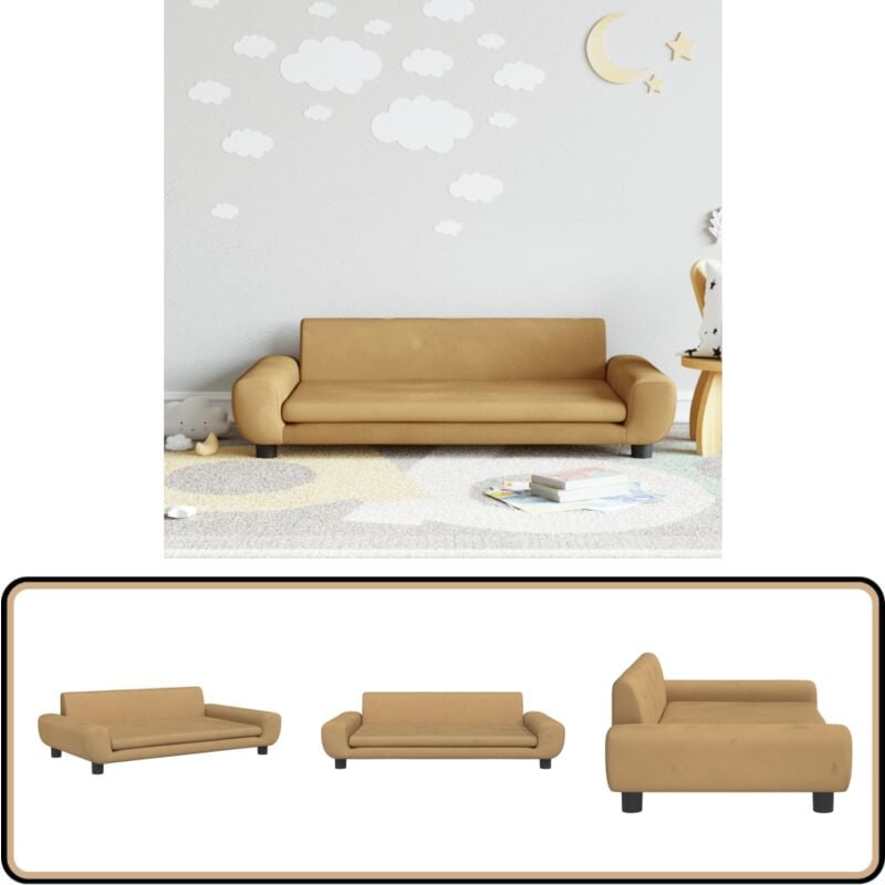 Vidaxl - Canapé pour enfants marron 100x54x33 cm velours - Canapé Enfant - Canapé Bébé - Mobilier Enfant - Meubles Pour Enfants - Décoration Chambre