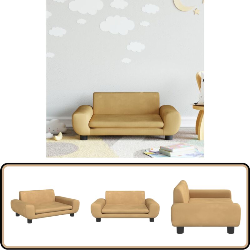 Canapé pour enfants marron 70x45x33 cm velours - Canapé Enfant - Canapé Junior - Mobilier Enfant - Salon Enfant - Chaise Enfant