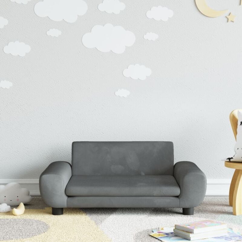 Vidaxl - Canapé pour enfants gris foncé 70x45x33 cm velours