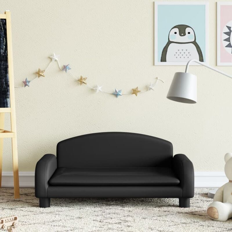 Design In - Canapé pour enfants,Sofa pour Salon noir 70x45x30 cm similicuir CFW57470