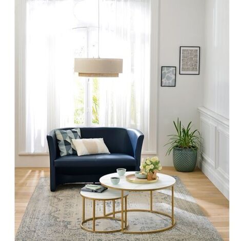 Canapé Premium 2 places - Simili cuir bleu - Maxiburo