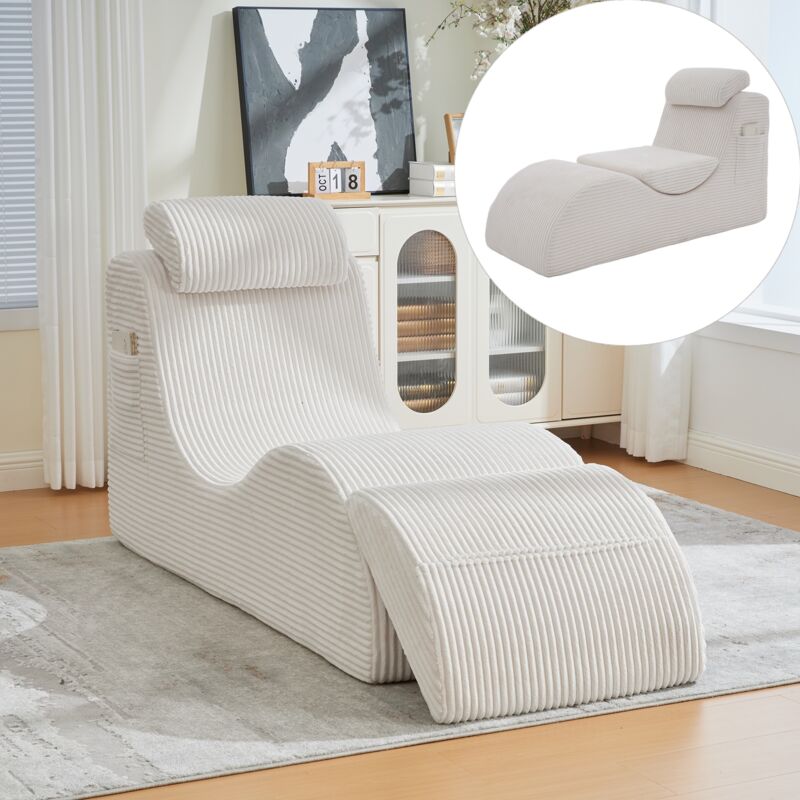 Canapé relax 1 place en velours, style moderne avec design unique, ergonomique, mousse haute élasticité, avec assise amovible et poche latérale