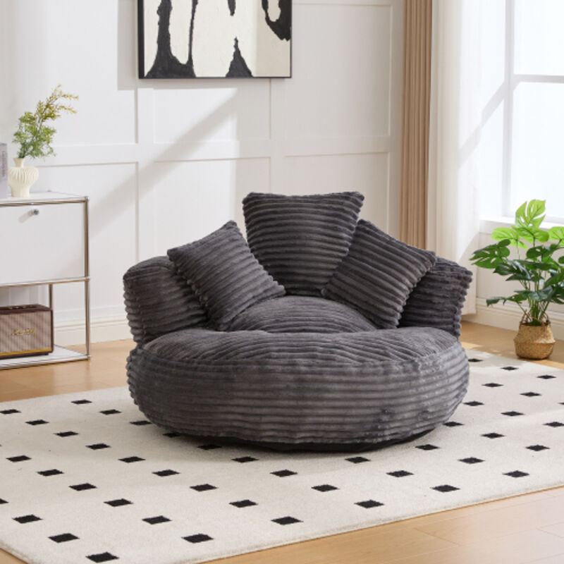 Canapé relax avec 3 coussins, canapé 1 place pour salon et chambre, chenille, gris foncé