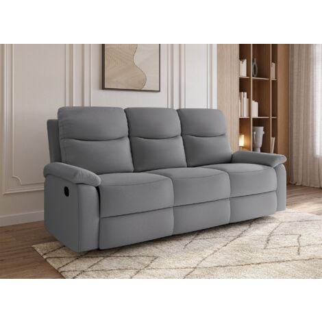 Canapé relax effet simili cuir gris foncé 3 places JACOB