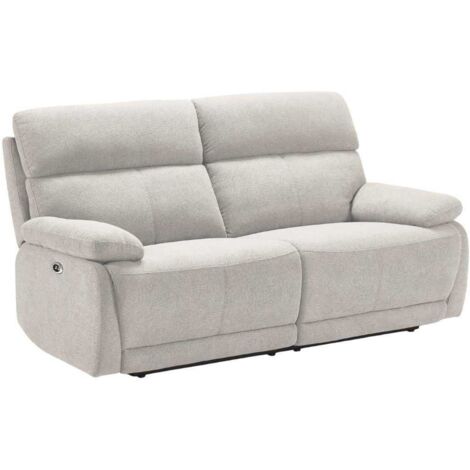 Canapé relax électrique 2,5 places tissu polyester gris clair - MIGUEL