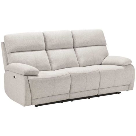 Canapé relax électrique 3 places tissu polyester gris clair - MIGUEL