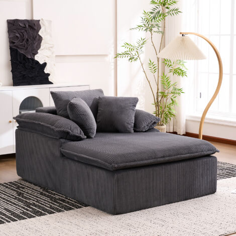 Canapé 3 Places En L Modulable - Velours Beige, 5 Coussins, Poches Latérales Et Porte-gobelets