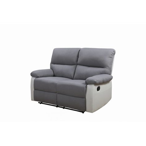 HABITAT ET JARDIN Canapé relax "Lincoln" - 147 x 89 x 103 cm - 2 places - Blanc / gris clair