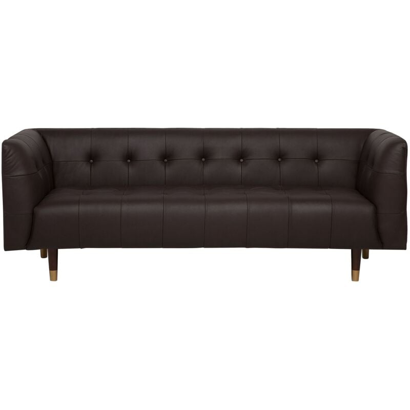 Beliani - Canapé Fixe 3 Places Style Chesterfield en Cuir Marron Capitonné Design Tendance et Confort pour Salon Vintage