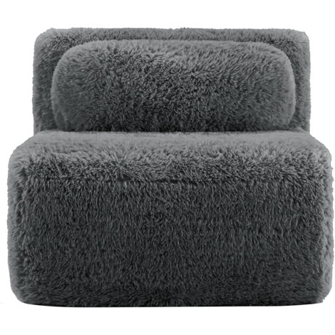 Canapé sans accoudoir Aviana avec oreiller en peluche en tissu - gris