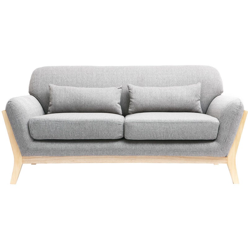 Miliboo - Canapé scandinave 2 places en tissu gris et bois clair yoko