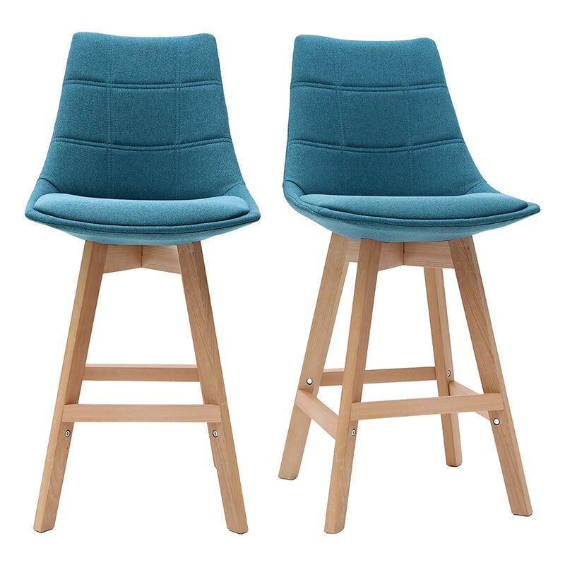 Miliboo - Tabourets de bar scandinaves bleu canard 65 cm (lot de 2) matilde