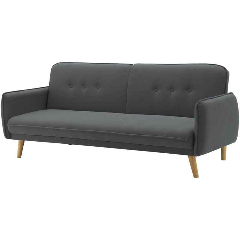 Concept-usine - nora - Canapé scandinave convertible gris foncé avec pieds en bois
