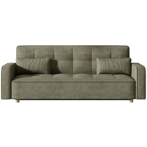 CONCEPT-USINE scandinave convertible 3 places en velours côtelé vert COPENHAGUE