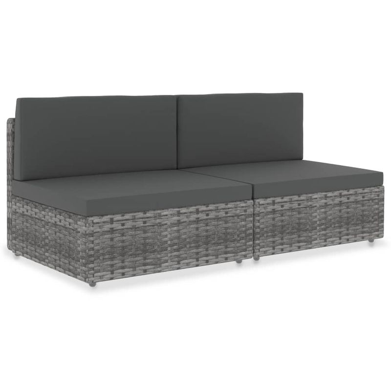 Canape sectionnel 2 places Resine tressee Gris