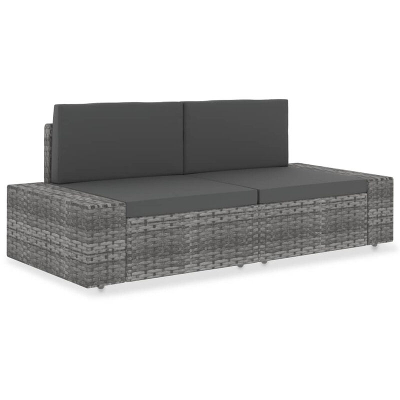 Canape sectionnel 2 places Resine tressee Gris