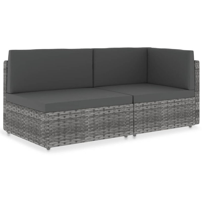 Canape sectionnel 2 places Resine tressee Gris