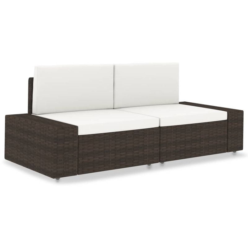 Canape sectionnel 2 places Resine tressee Marron