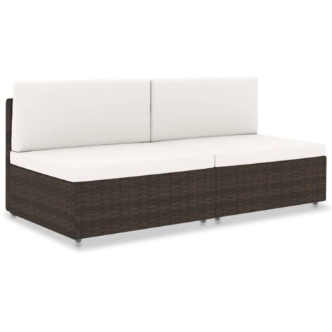 Canapé sectionnel 2 places Résine tressée Marron