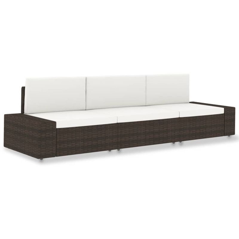 Canape sectionnel 3 places Resine tressee Marron