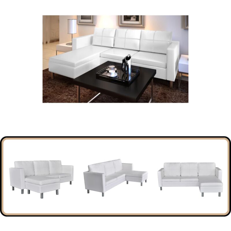 Vidaxl - Canapé sectionnel à 3 places cuir synthétique blanc - Canapé - Sofa - Meuble De Salon - Design Intérieur - Confort