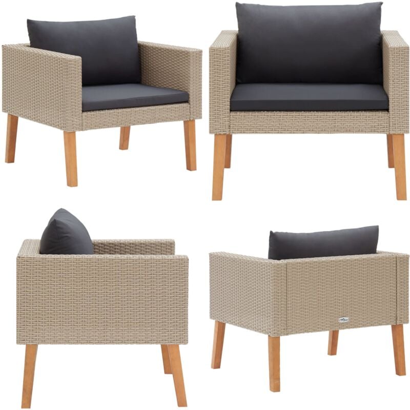 Canapé simple de jardin avec coussins Résine tressée Beige - Canapé De Jardin - Mobilier De Jardin - Meubles De Jardin - Salon De Jardin - Chaise