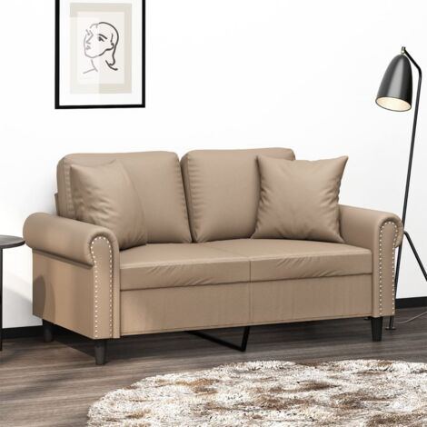 Canapé-Sofa 2 places avec oreillers cappuccino 120 cm similicuir 159996